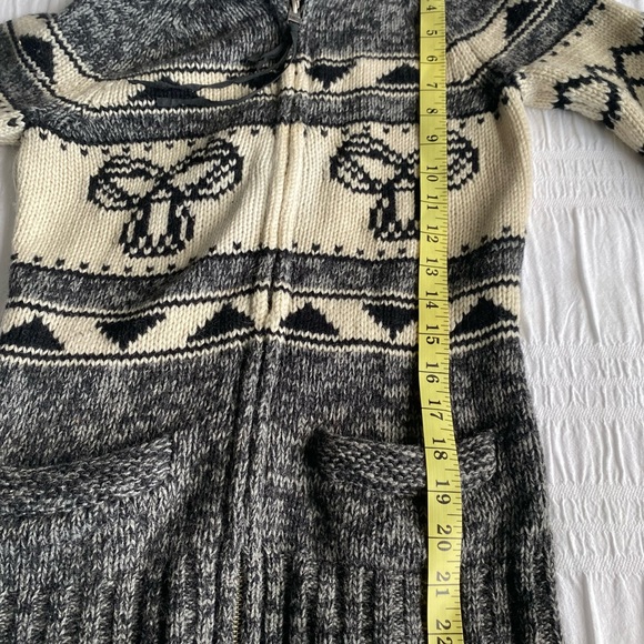 TNA zippered front sweater with grey, black & cream wool. 100% Lambswool. XS - Picture 8 of 9